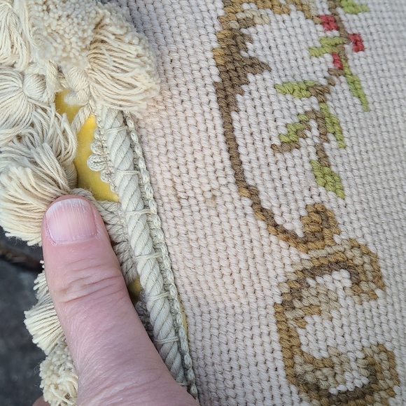 Aubusson  petit  point  floral  tassel  rectangular  pillow - Picture 6 of 16